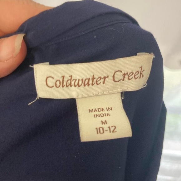 Coldwater Creek Women's Navy Embellished Top with beaded f Eront - Picture 4 of 4